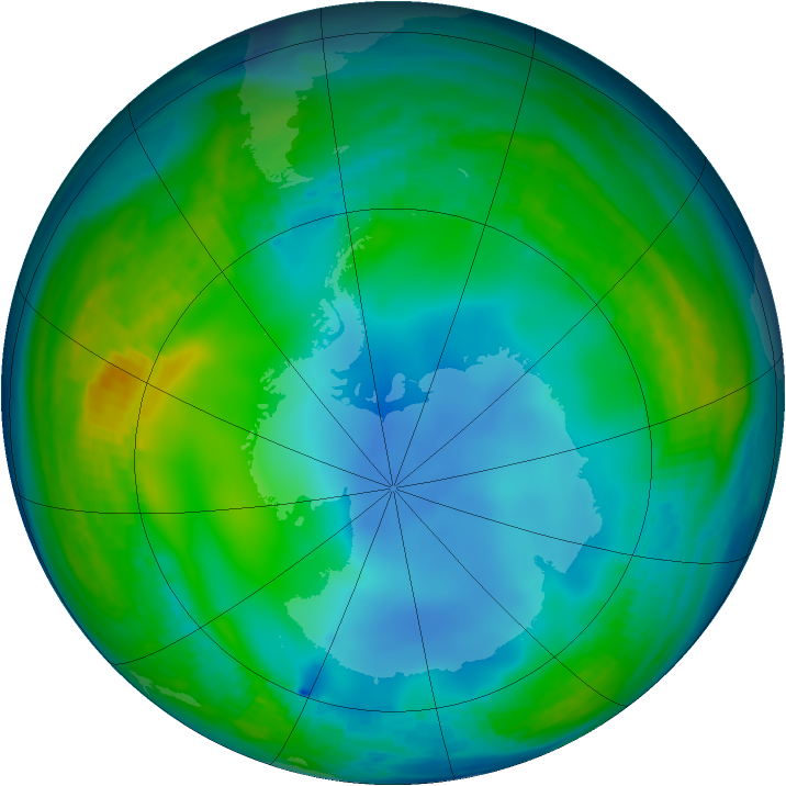 Antarctic ozone map for 19 June 1985